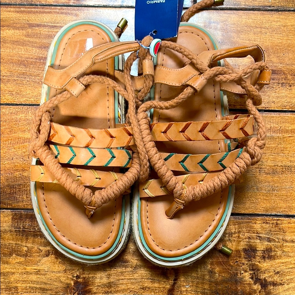 Farm Rio | Vegan Leather Rope Tie Platform Sandals